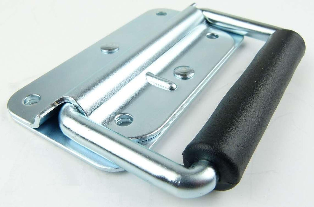 Adam Hall Hardware 3412 M12 AH - 12er Set Klappgriff/Kistengriff gefedert silber 4-Loch