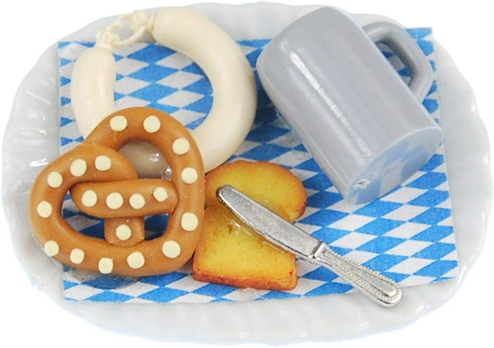 Miniblings Oktoberfest Teller Brosche Essen Wiesn Bier Brezel Wurst Toast Messer - Handmade Modeschm