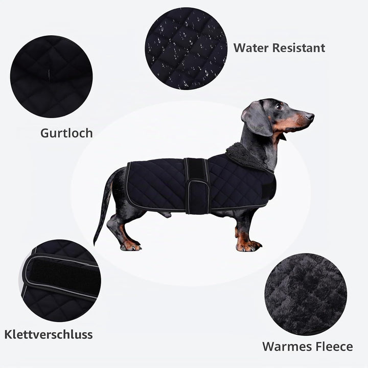 MOREZI Dackel Hund Winterjacke. wasserdichte Hundejacke. Mit Wolle, inneren und verstellbaren Schult