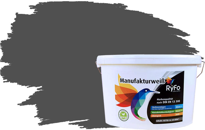 RyFo Colors Bunte Wandfarbe Manufakturweiss Diamantgrau 10l - weitere Grau Farbtöne und Grössen erhä