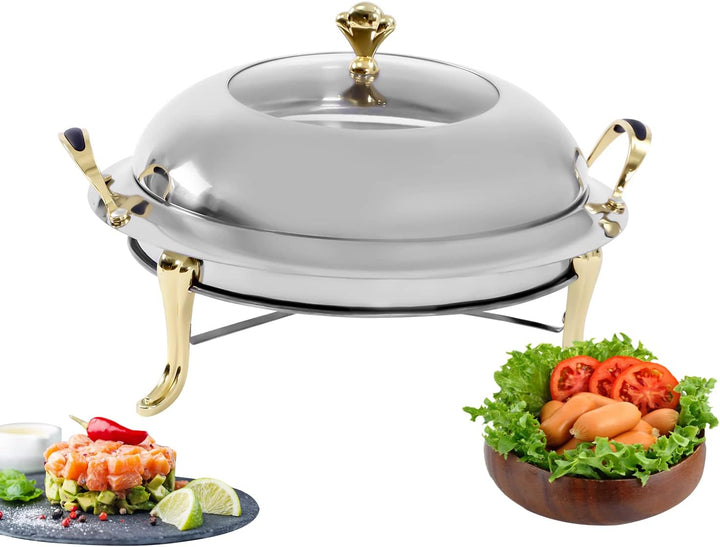 Professioneller Chafing Dish Speisenwärmer aus Edelstahl, rund, Catering, Buffet, Besteck, professio