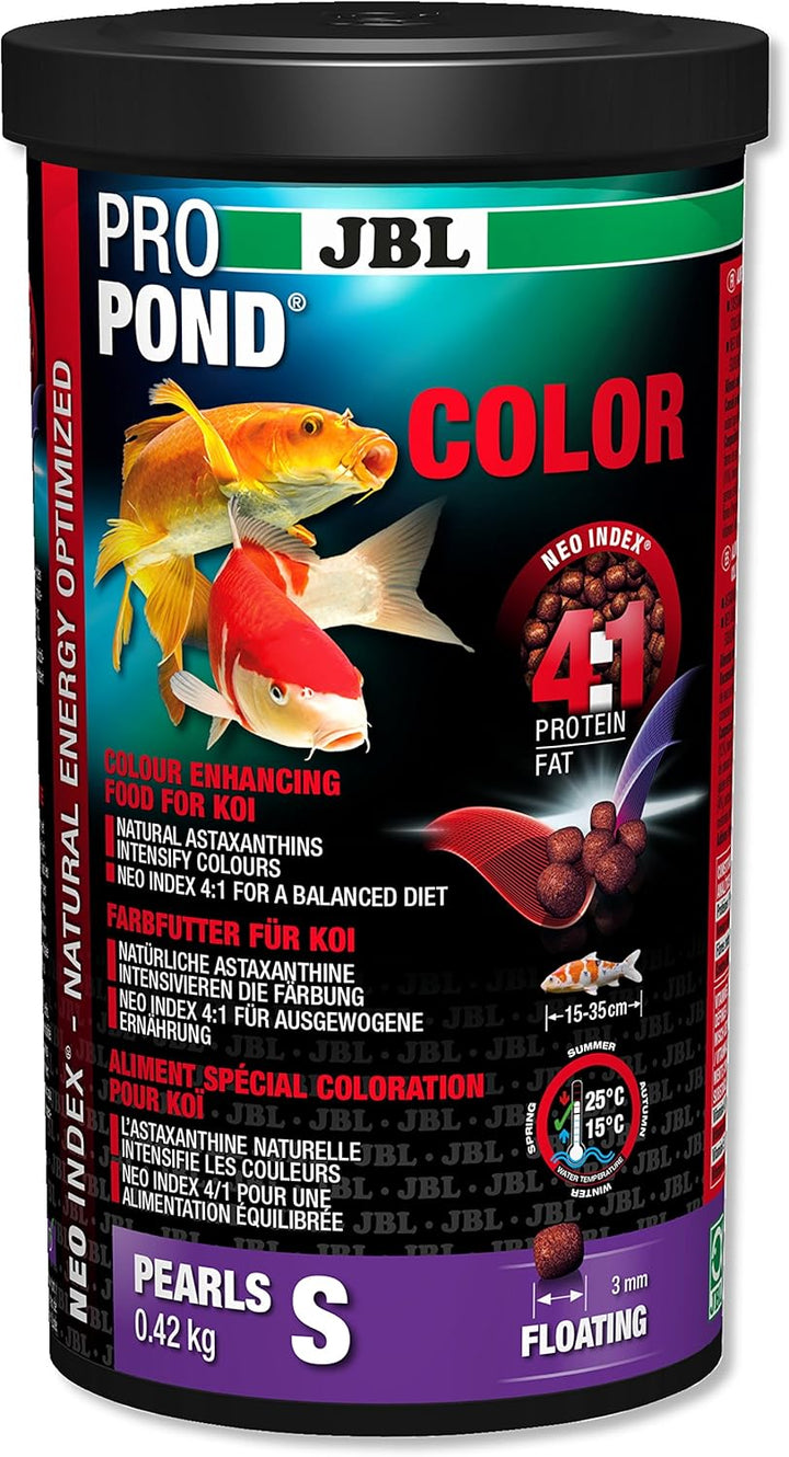 JBL Farbfutter für Koi, Schwimmende Futterperlen, Spezialfutter, PROPOND COLOR, Grösse S, 420 g S 42