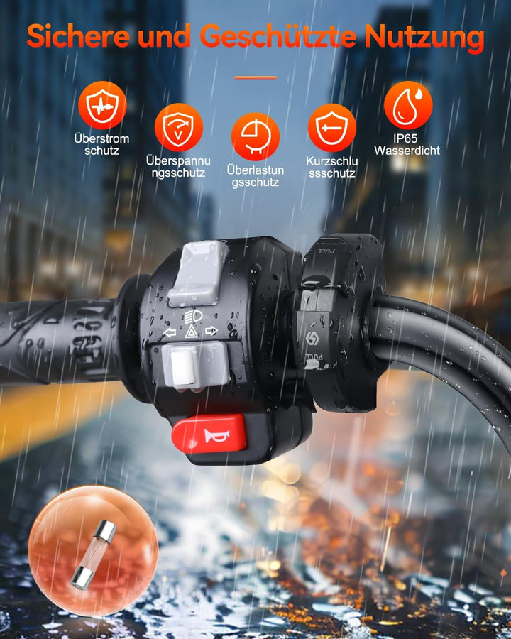 ZEXMTE Motorrad USB Steckdose, 18W QC 3.0 & 30W PD Typ C Dual USB Motorrad Ladegerät, 12V/24V Motorr