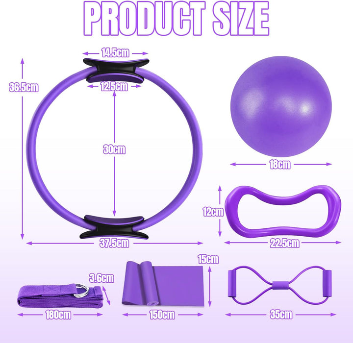 Pilates Ring Set-6pcs, Pilates Kit für Frauen, Magic Circle mit Doppelgriff, Yoga Fitness Ring, Pila