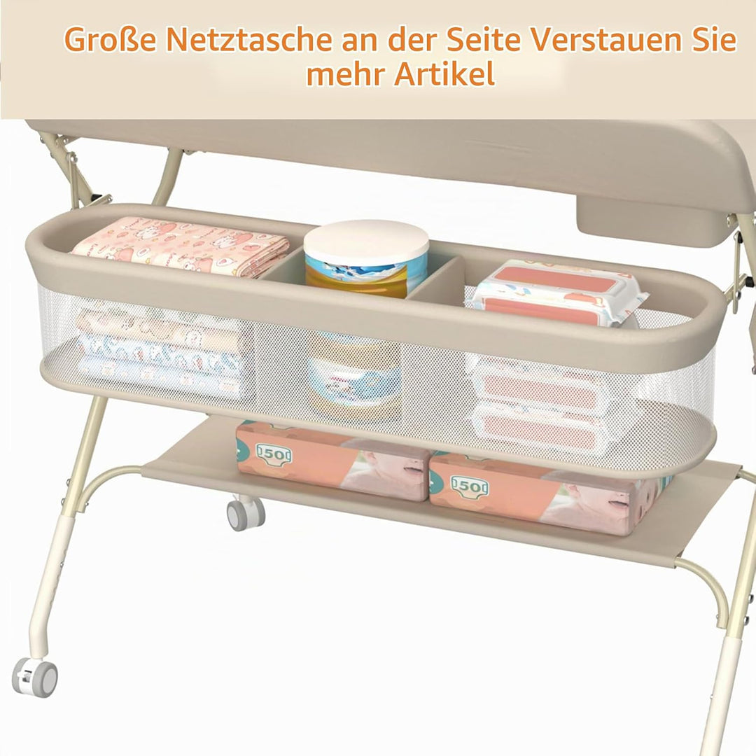 OHMG Wickeltisch für Babys,tragbarer klappbarer Wickeltisch mit Rollen,Mobile wickeltisch klappbar,w