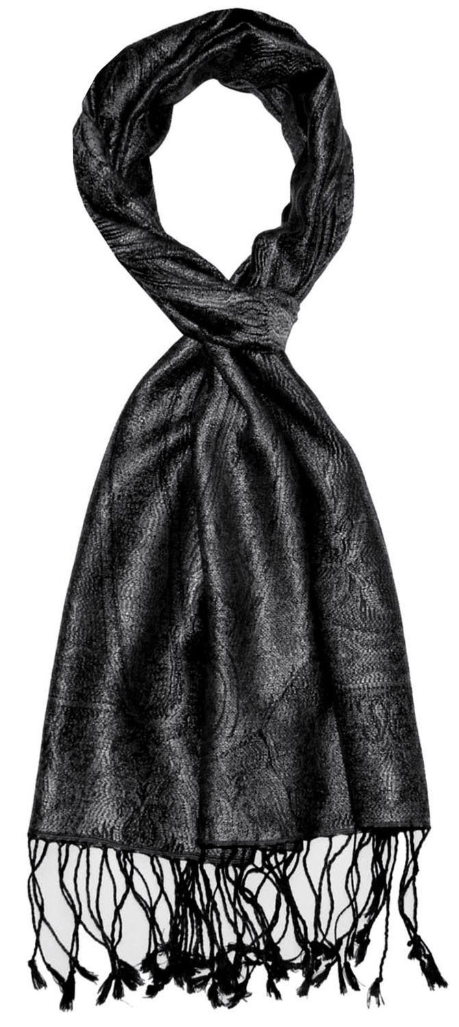Lorenzo Cana - Seidenschal Schal 100% Seide jacquard gewebt harmonische Farben mit Fransen 35 x 160