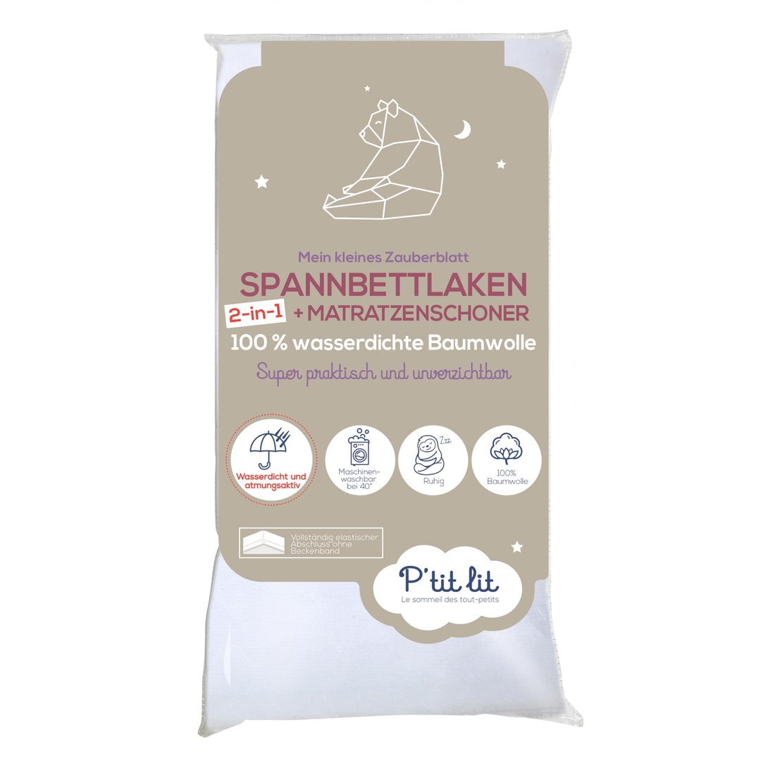 P'tit Lit Bettlaken Magique 2-in-1, 60 x 120 cm, Weiss 60x120 cm Weiss, 60x120 cm Weiss