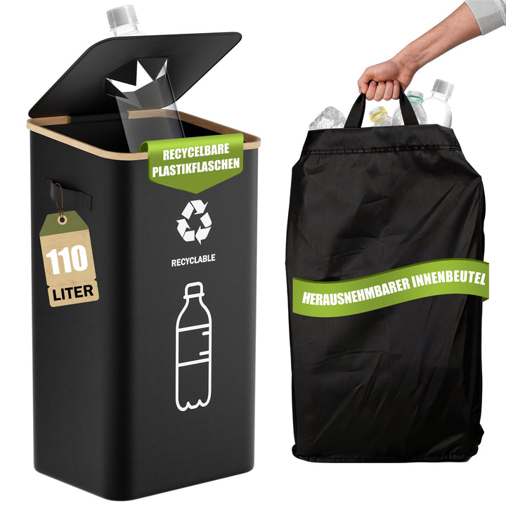Pfandflaschen Sammelbehälter 110L, Pfandbehälter &amp; Flaschensammler Leergut, Mülleimer Küche gross, M