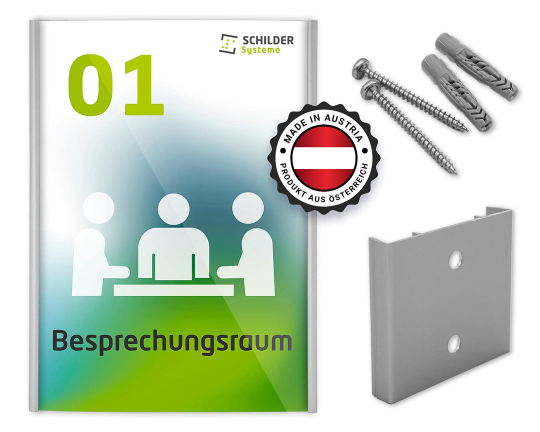 SCHILDER Systeme 2 Stk. CIS.clic Büroschild DIN A6 | Schild eloxiert | 110 x 148,5mm | 1,5mm klare A