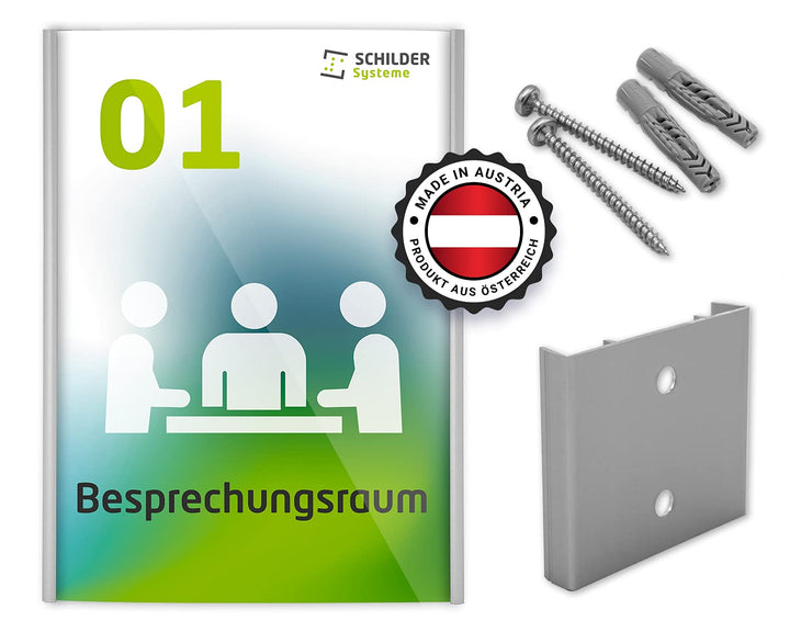 SCHILDER Systeme 2 Stk. CIS.clic Büroschild DIN A6 | Schild eloxiert | 110 x 148,5mm | 1,5mm klare A
