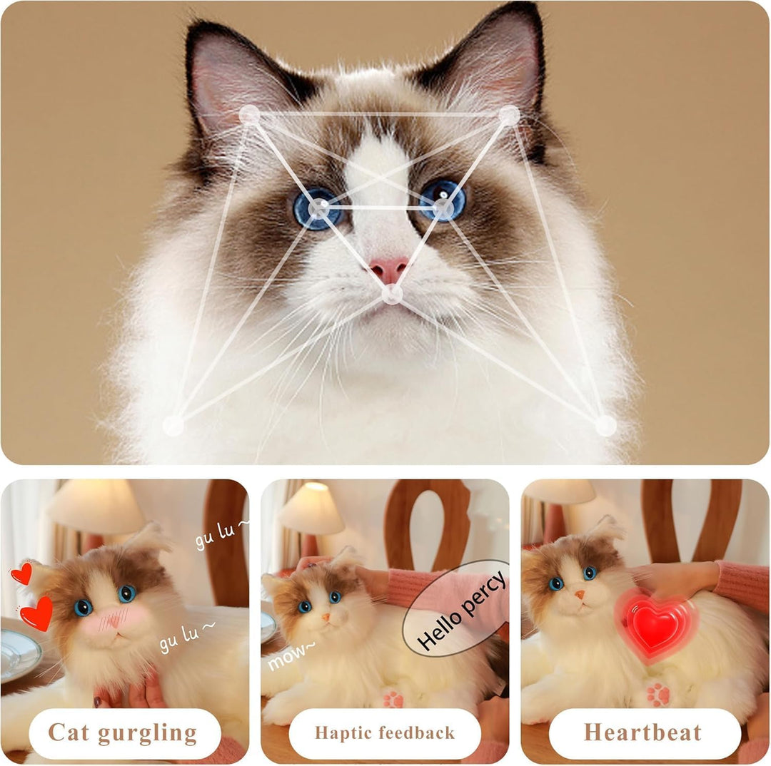 Realistische Roboterkatze–Interaktives Haustier, Roboter-Stofftierkatze mit Sprachausgabe, Herzschla