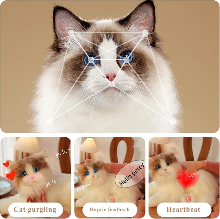 Realistische Roboterkatze–Interaktives Haustier, Roboter-Stofftierkatze mit Sprachausgabe, Herzschla