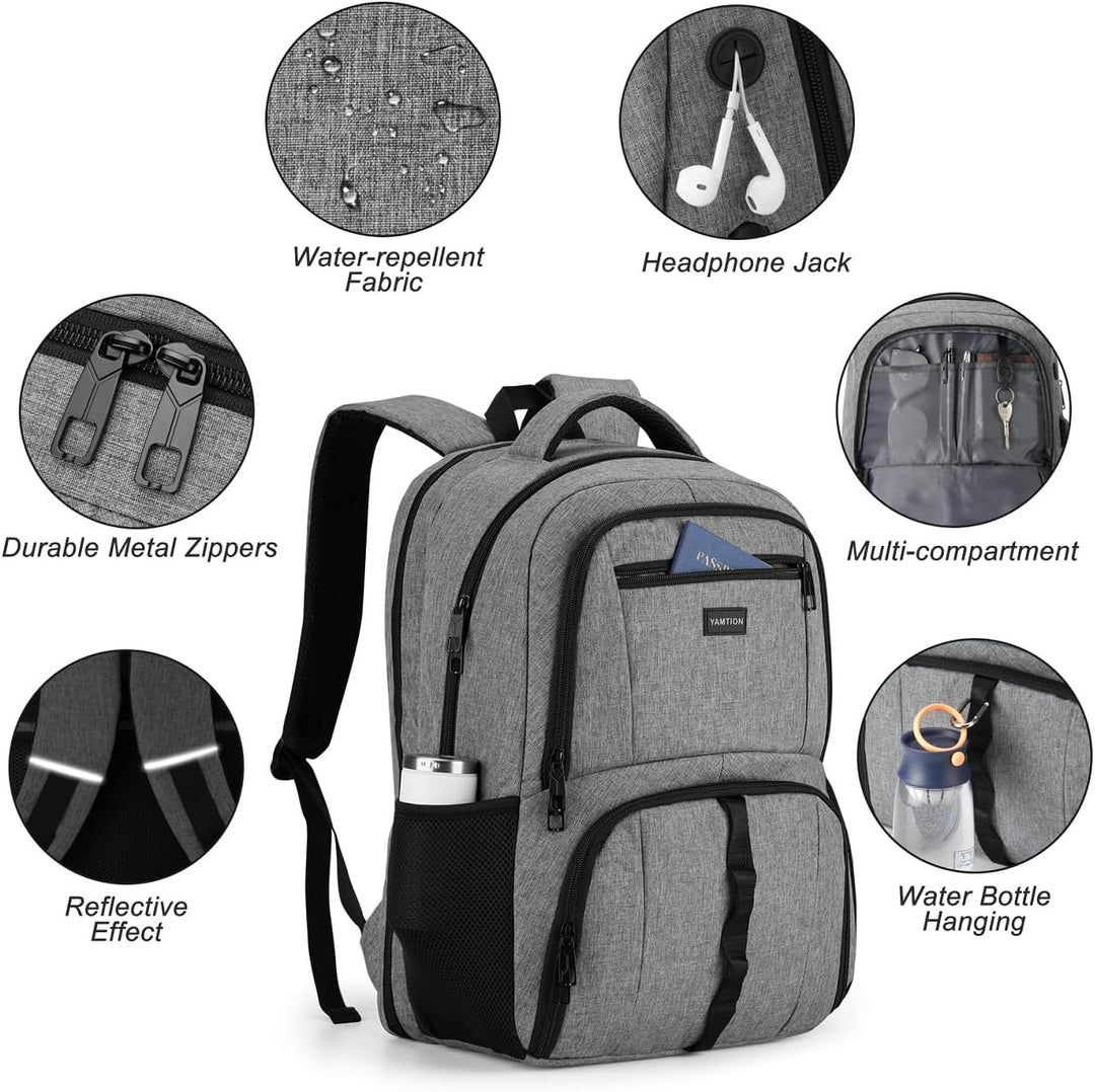 YAMTION 17,3 Zoll Rucksack Herren Gross mit Schuhfach für Arbeit,Sportrucksack für Fitnessstudio Sch