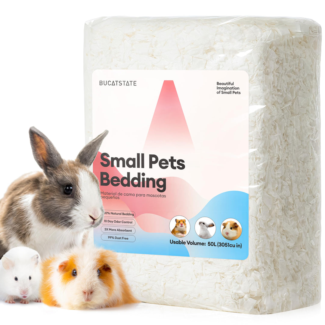 BUCATSTATE Hamster Streu 50L, Papier Einstreu für Kleintiere, Besonders Saugfähige &amp; 99,9% Staubfrei