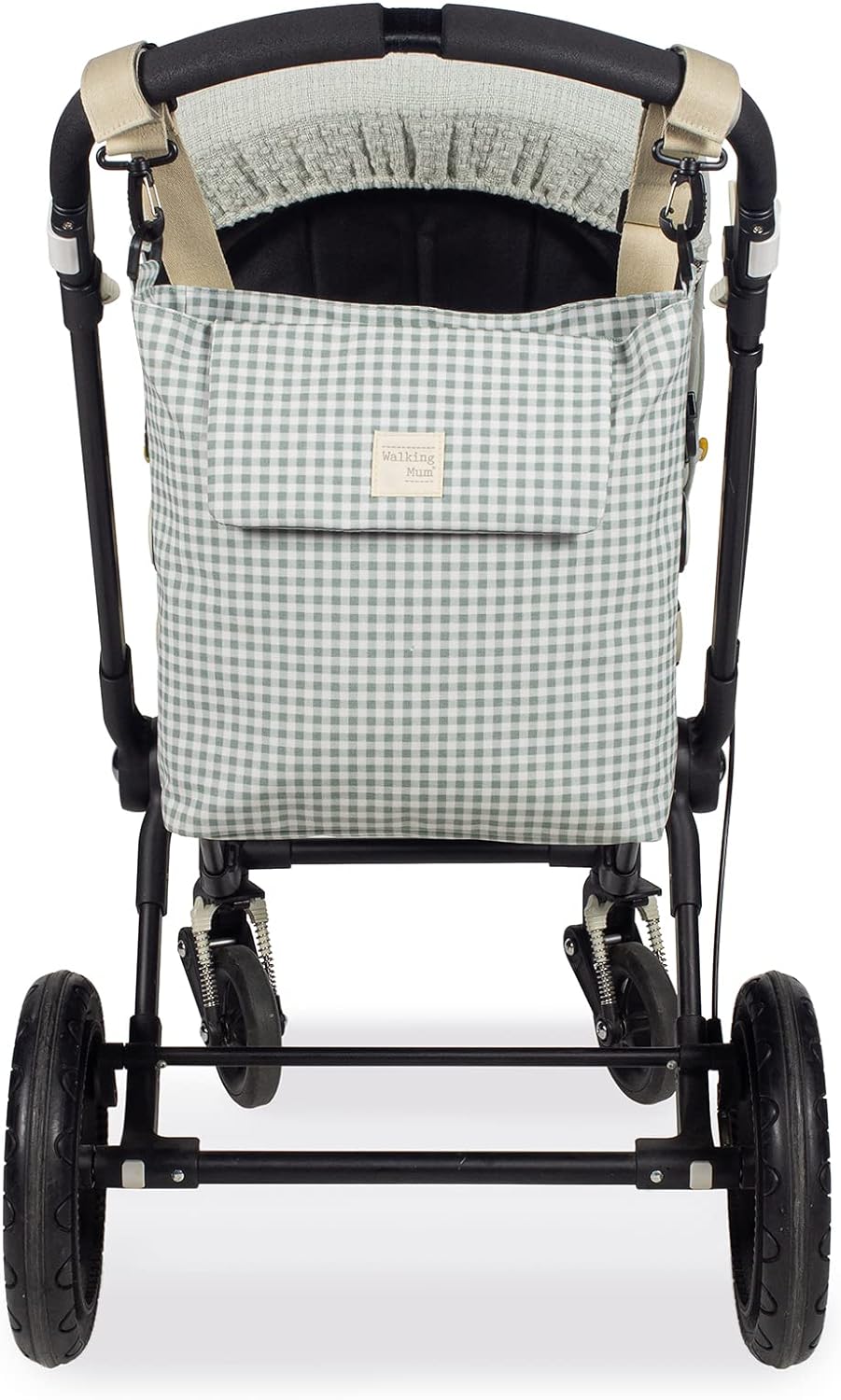 Walking Mum. I Love Vichy Wickeltasche für Kinderwagen, Schultertasche, Grün, 42 x 36 x 13 cm