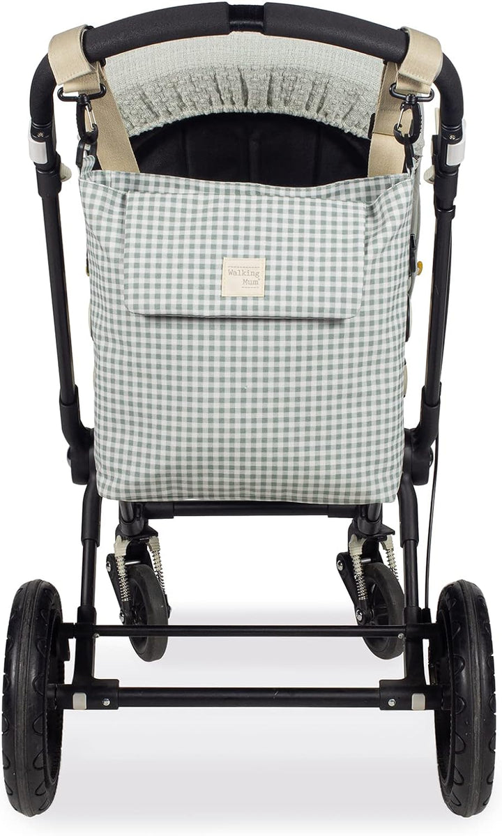 Walking Mum. I Love Vichy Wickeltasche für Kinderwagen, Schultertasche, Grün, 42 x 36 x 13 cm