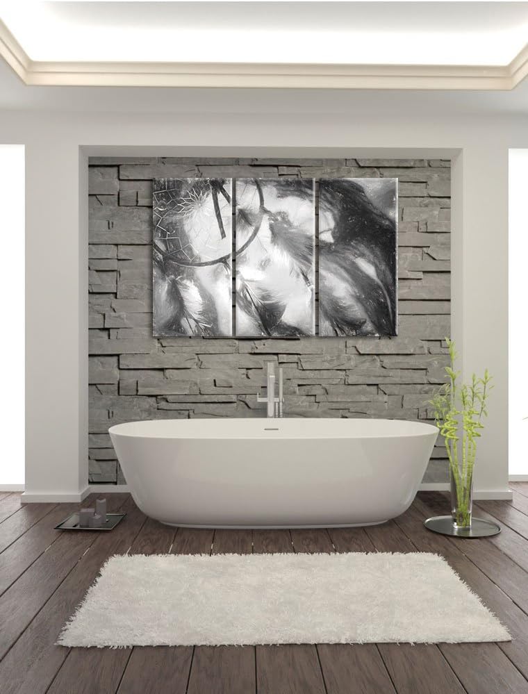 Pixxprint Traumfänger Kohle Zeichnung Effekt 3-Teiler Leinwandbild 120x80 Bild auf Leinwand