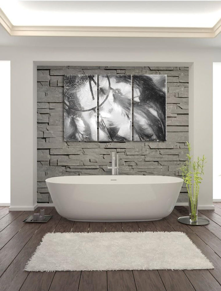 Pixxprint Traumfänger Kohle Zeichnung Effekt 3-Teiler Leinwandbild 120x80 Bild auf Leinwand