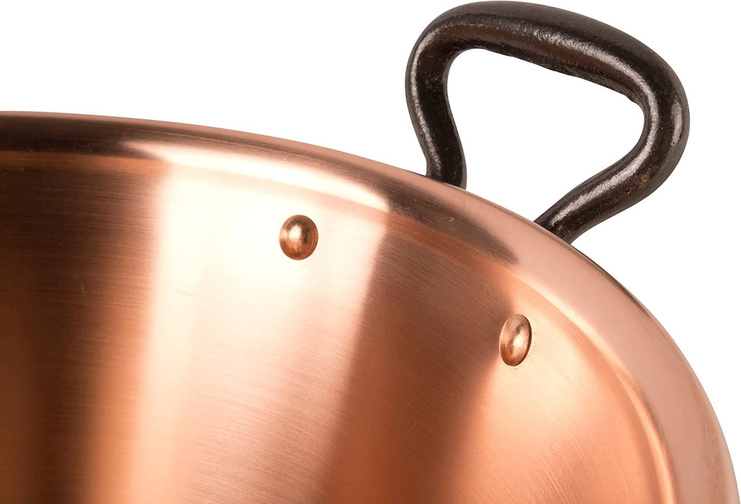 Kupfer Induktion Marmeladentopf Ø 26,5 cm, 3 Liter | Griffe aus Gusseisen | Kupfertopf zum Kochen vo