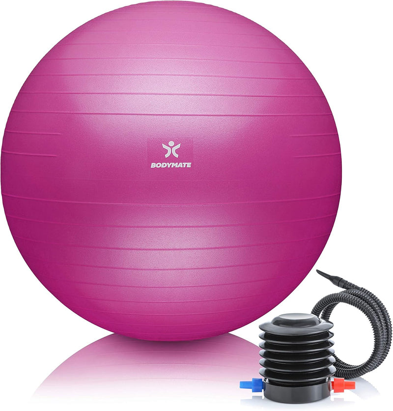 BODYMATE Gymnastikball Sitzball Trainingsball mit GRATIS E-Book inkl. Luft-Pumpe, Ball für Fitness,