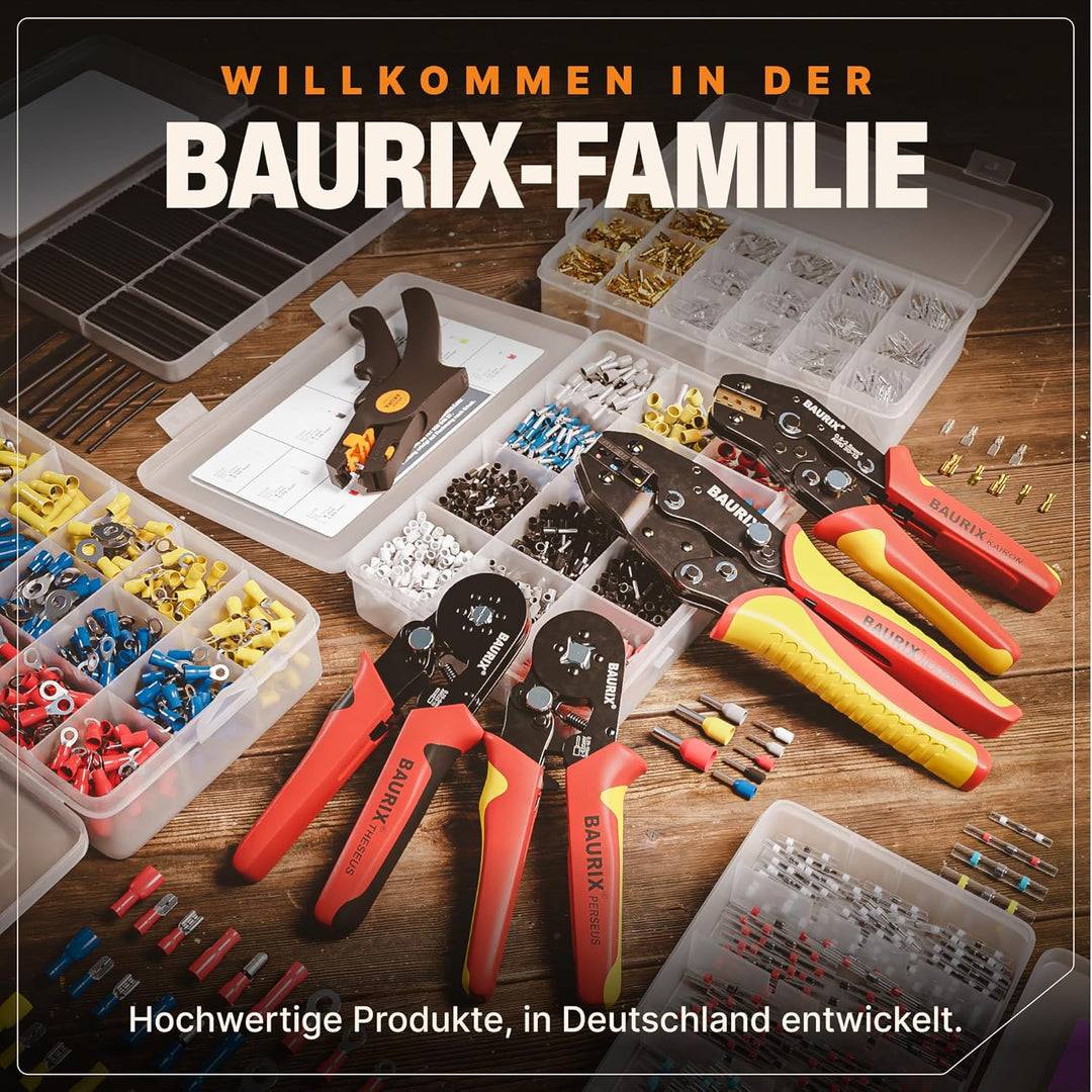 BAURIX® Abisolierzange automatisch – Abisolierwerkzeug mit Kabelschneider für Kabel 0,5–6mm² – Für E