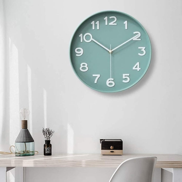HZDHCLH 30cm geräuschlosem funkuhr wanduhr, digital Gross,für Wohnzimmer, Küche Nordic Green, Nordic