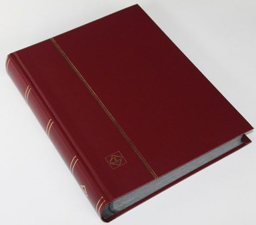 64 schwarze Seiten LEUCHTTURM Einsteckbuch Briefmarkenalbum Einband weinrot