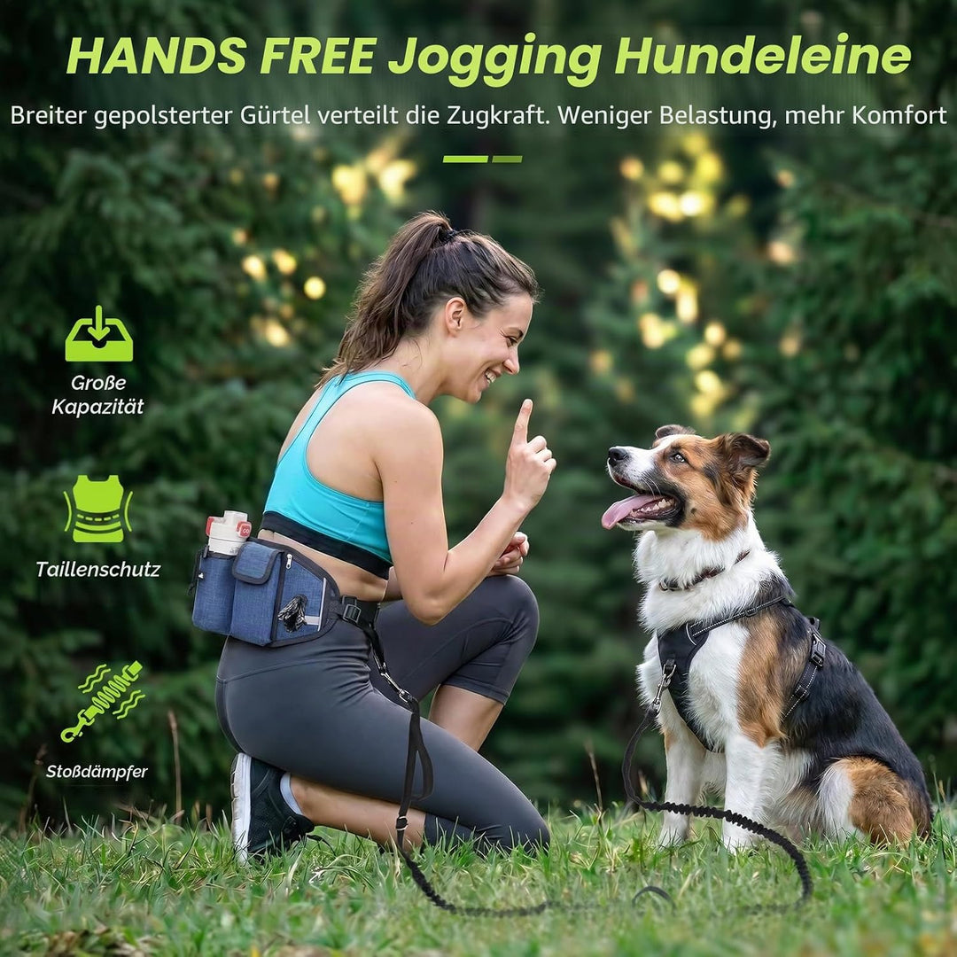 Pecute Joggingleine Hunde mit Bauchgurt, Laufgürtel Hundleine für Grosse und Mittelgrosse Hunde, Lei