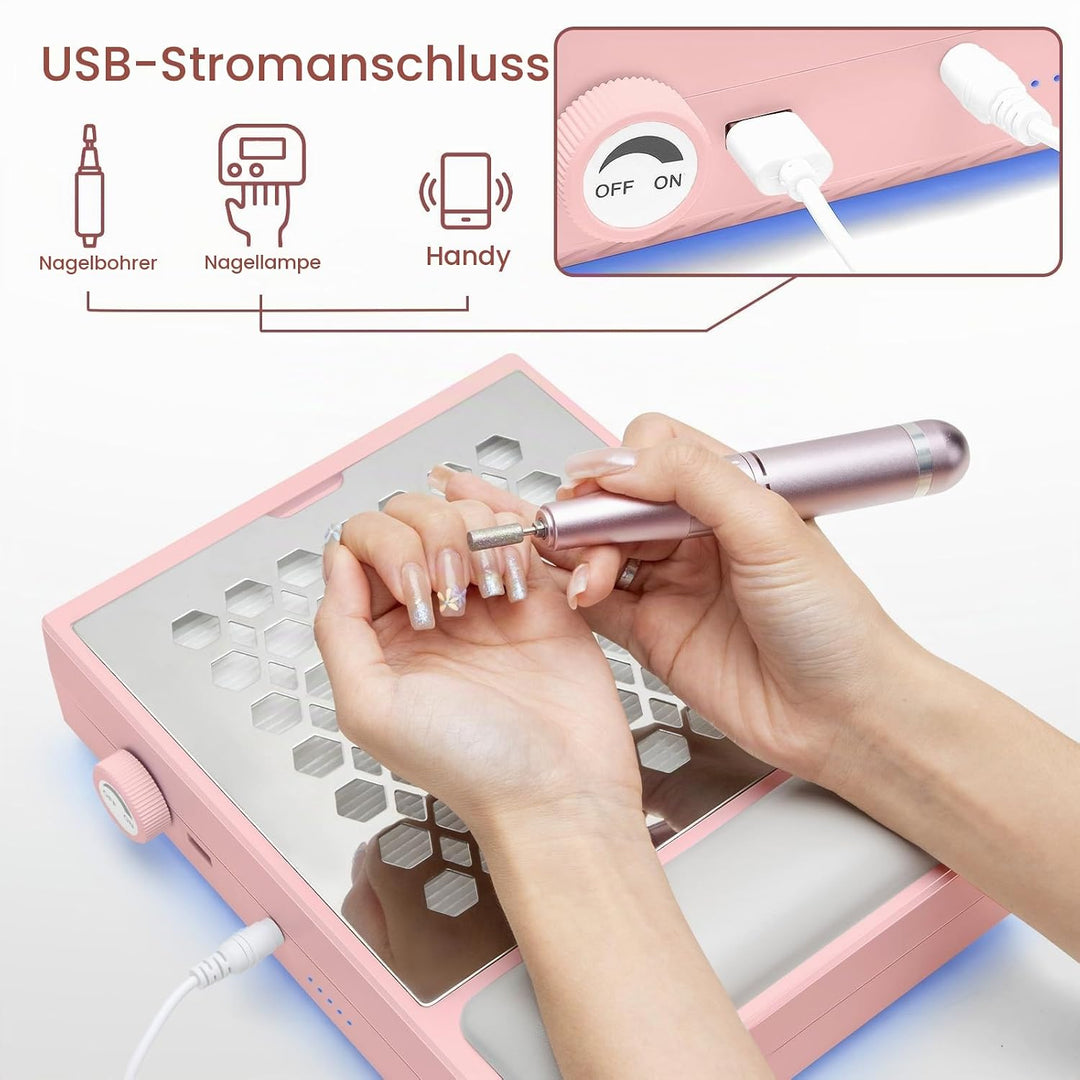 Madenia Professionell Staubabsaugung für Nägel - 56W Leistungsstark Nagelstaubsauger mit 2 Filters u