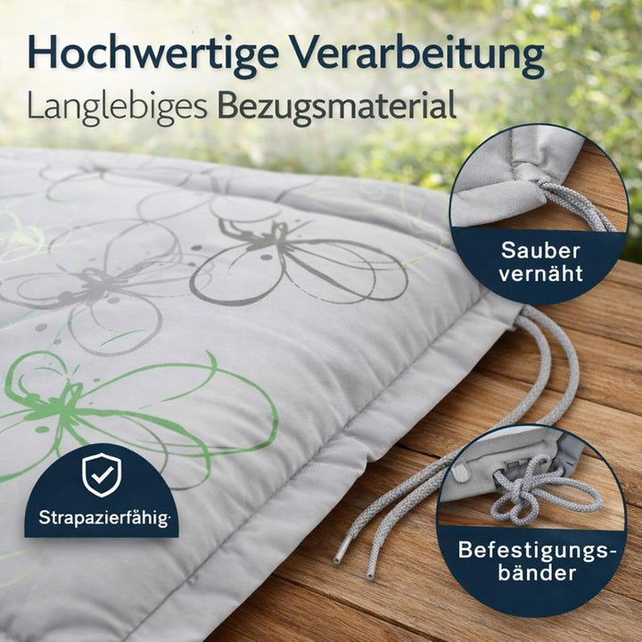 BURI 2X Auflagen Set Hochlehner für Gartenstühle 120x48x6cm Sesselauflagen Polster UV Lichtecht - Ga