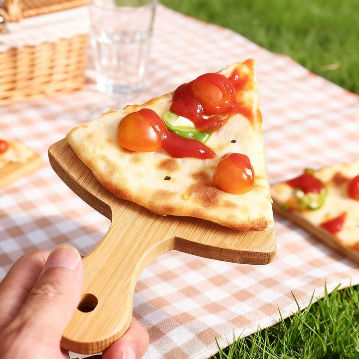 Pizza Paddle Service Board, 11in Rundes Fruchtbrett Mit 6pcs Dreieckigen Einzelpanelen, Pizzateller