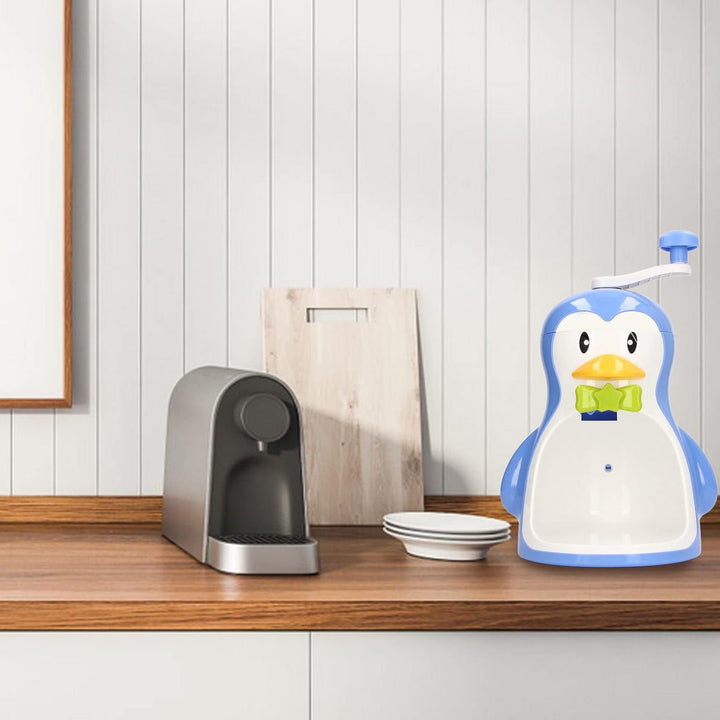Qcwwy Manueller Eisrasierer, Niedlicher Pinguin-Form-Handkurbel-Eiszerkleinerer, Tragbarer Manueller