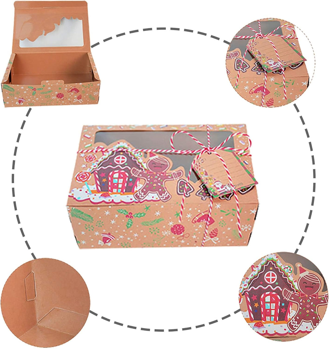 12 Stück Weihnachten Geschenkbox Kraftpapier Geschenkschachtel Merry Christmas Süssigkeiten Box Scha