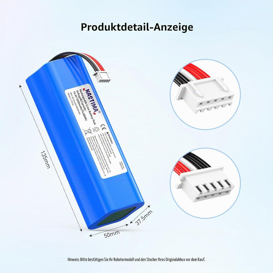 NASTIMA 14,4V 5200mAh Li-ion Ersatzakku für Ecovacs Deebot Ozmo 950, Deebot T8 T8+, Deebot T9 T9+, D