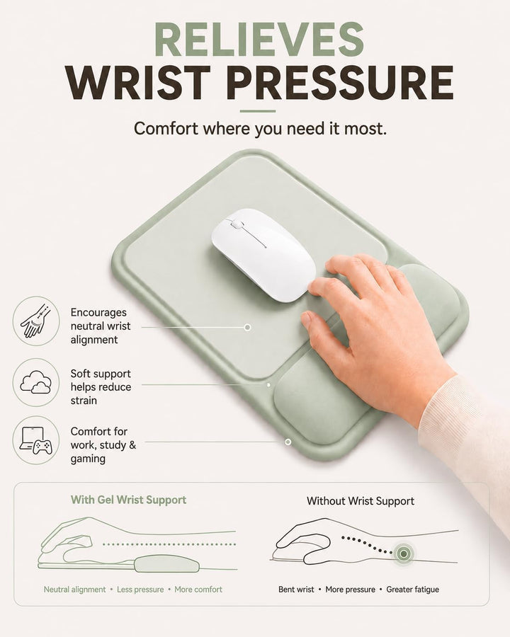 Mauspad mit gelkissen Handgelenkauflage,mousepad ergonomisch Vertieftes Anti-Druck Design, Rutschfes