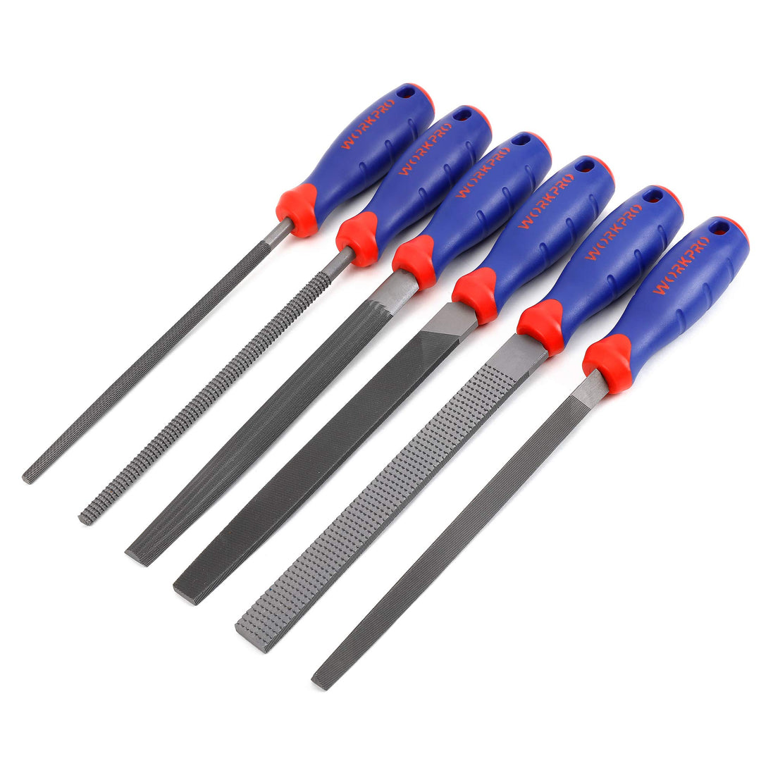 WORKPRO Feilensatz, Flachfeile 200mm, Halbrundfeile 200mm, Rundfeile 200mm, Dreikantfeile 200mm, Fei