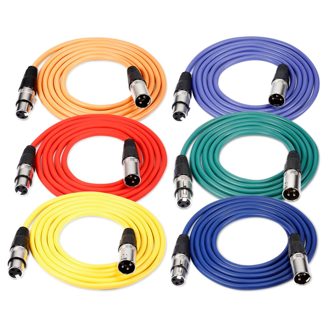 Neewer 6-Pack 1 Meter Audio Kabelkabel, XLR Stecker auf XLR Buchse Mikrofon Farbkabel (grün, blau, l