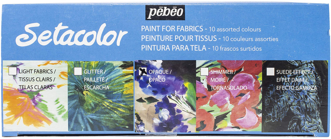 Pebeo 22603 Malerei Textil sétacol blickdicht bedeckende 10 Stück 45 ml sortiert