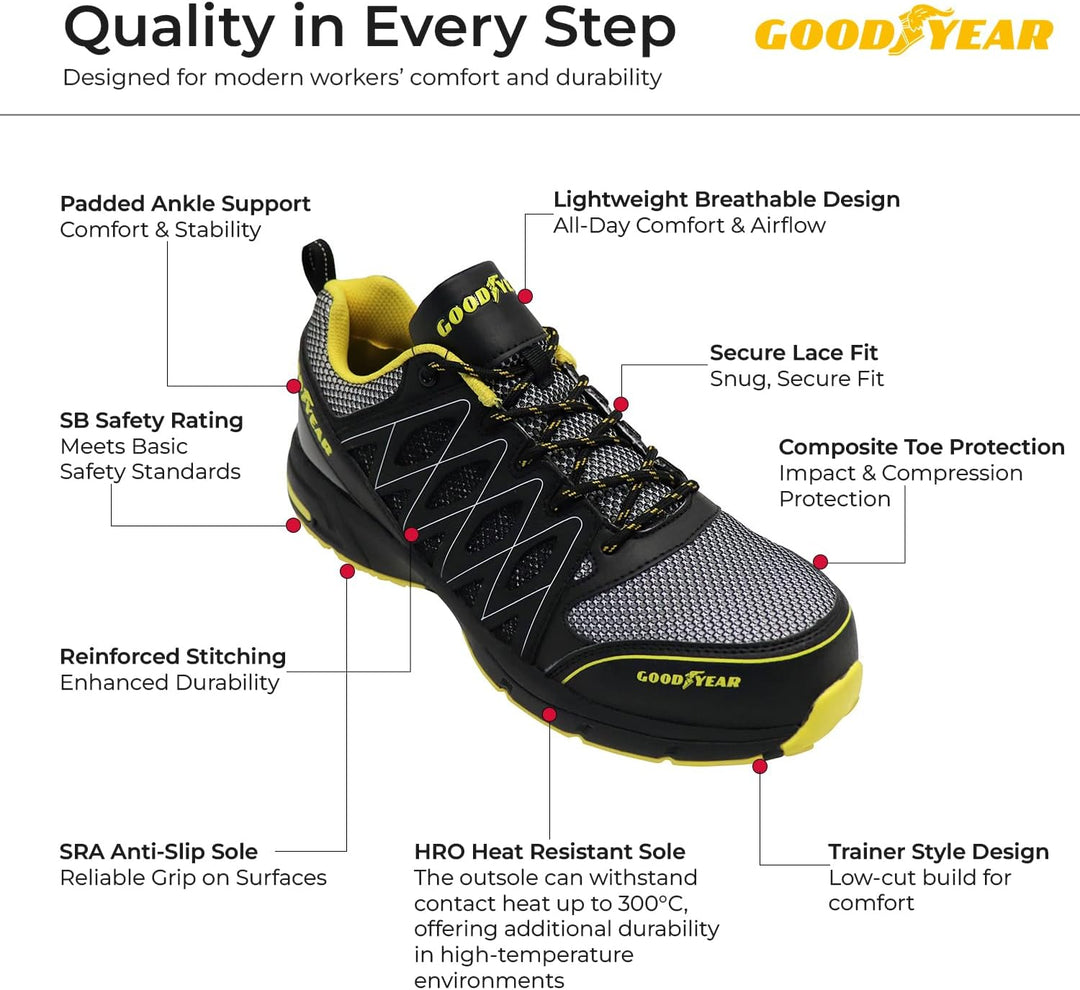 Goodyear Herren gyshu1502 Sicherheitsschuhe, Black Yellow, 39 EU Schwarz Gelb 39 EU, Schwarz Gelb 39
