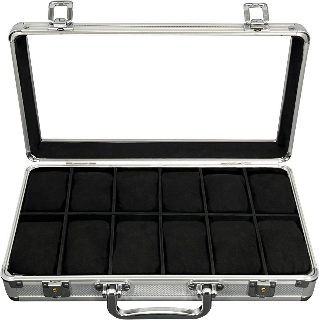 MR Maestro Relojero - Robuste Aluminium Uhrenbox | Platz für 12 Uhren und Schmuck | Ideal für Herren