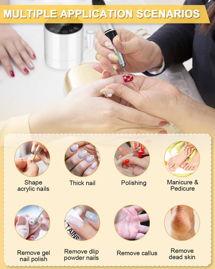 Nagelfräser für Gelnägel, 35000 U/Min, Elektrische Nagelfeile mit Lcd-Display, Fräser für Gelnägel,