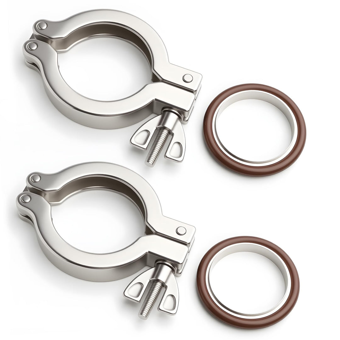 2 Stück KF50 Edelstahl 304 Klemme mit Edelstahl 304 Zentrierring KF50 mit Schnellspannern und O-Ring