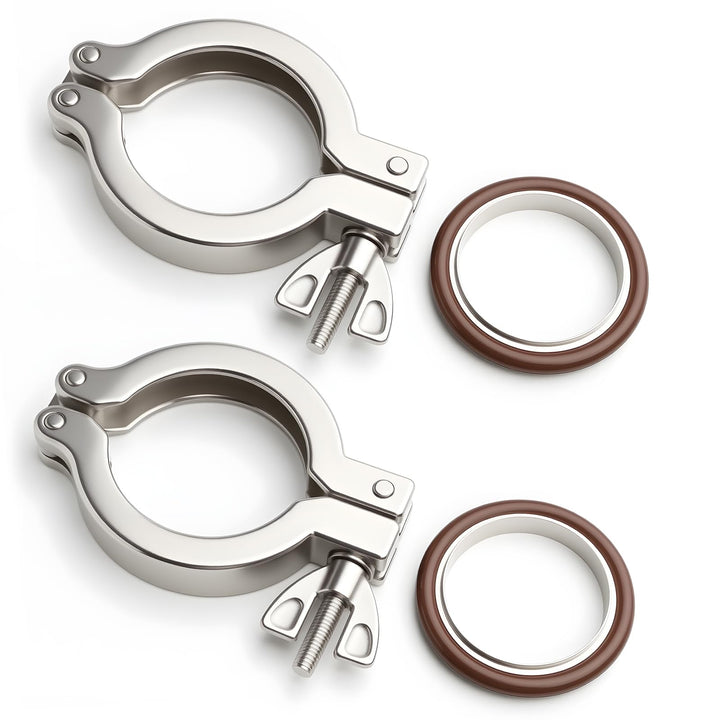 2 Stück KF50 Edelstahl 304 Klemme mit Edelstahl 304 Zentrierring KF50 mit Schnellspannern und O-Ring