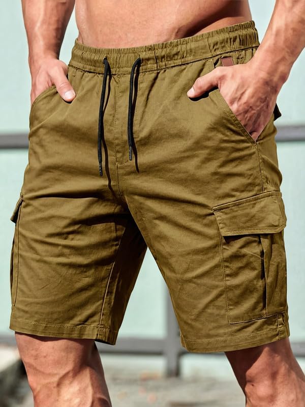 Elegancity Kurze Hosen Herren Cargo Shorts Sommer Freizeithose Kurze Elastische Taille Chino Shorts
