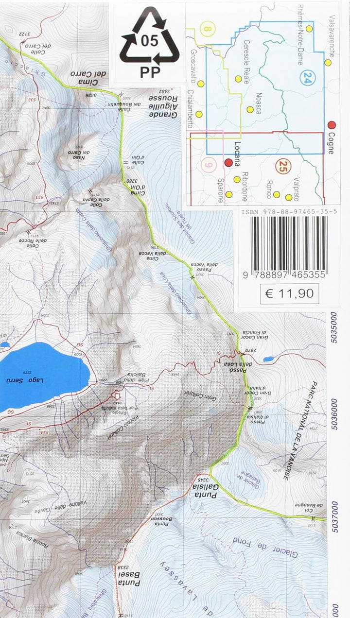 Alta Valle Orco - Gran Paradiso 1 : 25 000 (wandelkaart, Band 24), Karte