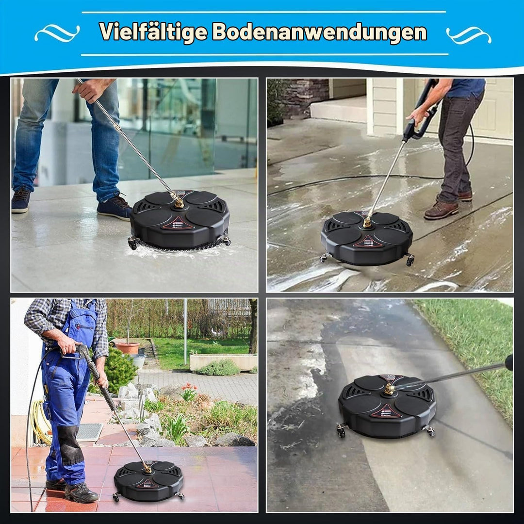 39 cm Hochdruckreiniger-Oberflächenreiniger mit 4 Rädern, Edelstahlgehäuse &amp; 1/4 Zoll Schnellverbind