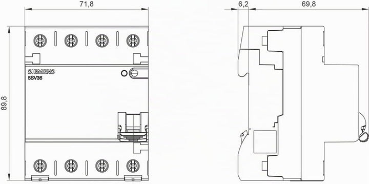 Siemens 5SV33464 FI-Schutzschalter 3P+N TypB kurzzeitverzögert 30mA 63A 400V