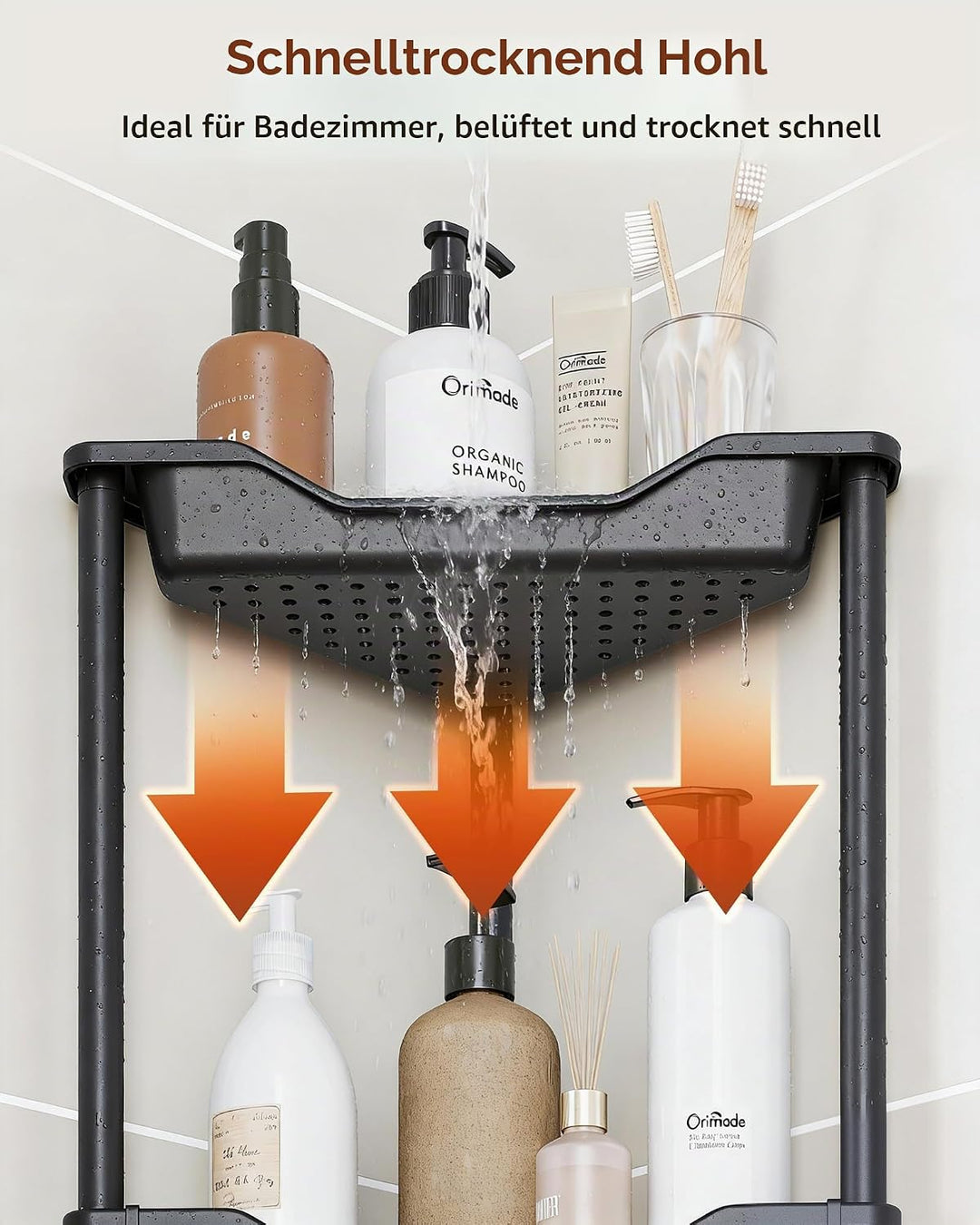 Orimade 4 Stück Duschregal Stehend Rostfrei,Ecke Duschablage Freistehende, Duschablage ohne Bohren f