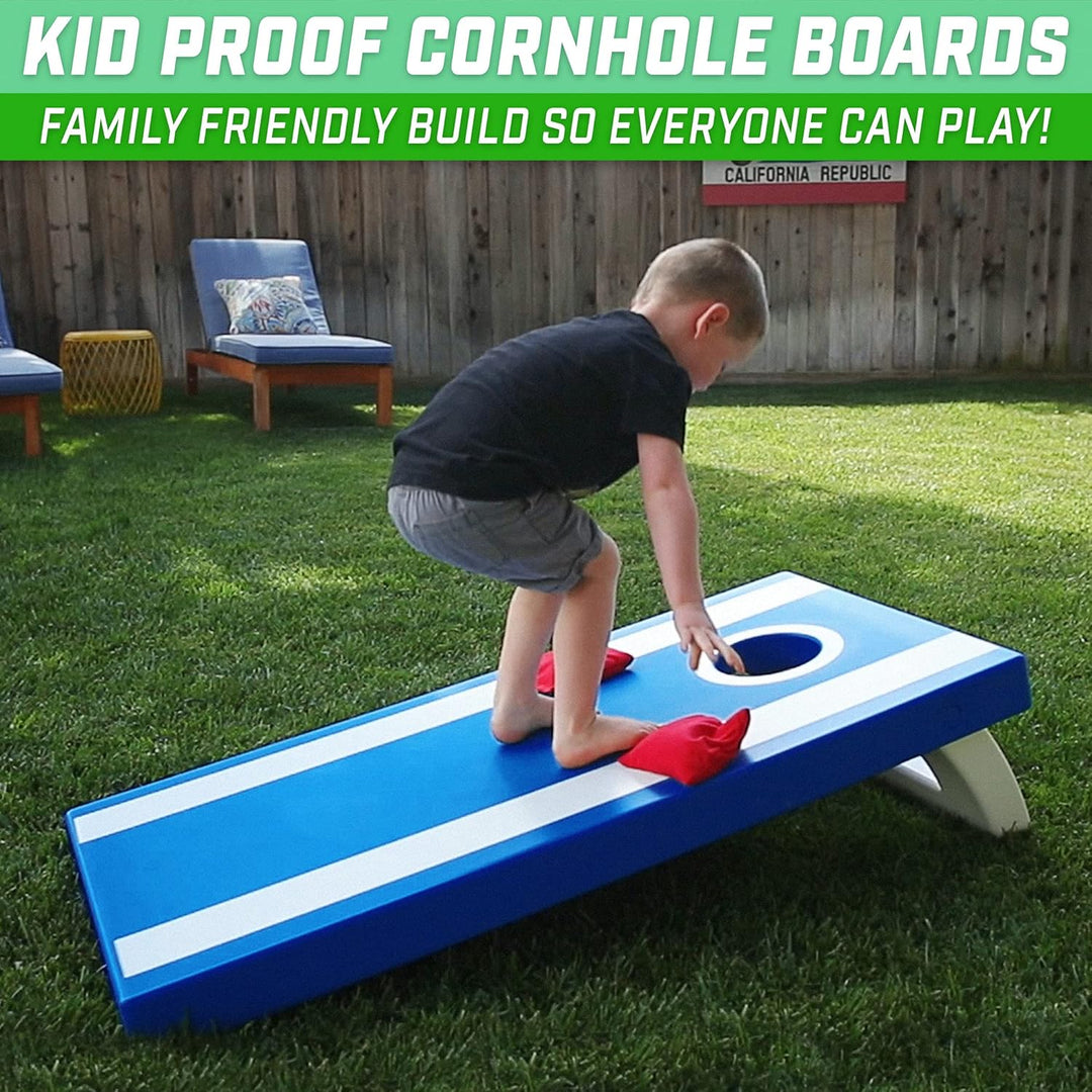 GoSports 1,2 x 0,6 m Allwetter-Cornhole Boards – Amerikanische Flagge, rot oder blau – Spielset enth