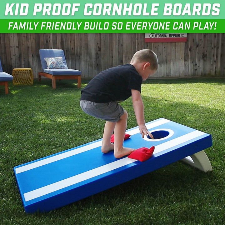 GoSports 1,2 x 0,6 m Allwetter-Cornhole Boards – Amerikanische Flagge, rot oder blau – Spielset enth